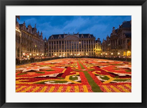 Framed Night View of the Grand Place, Belgium Print