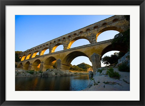 Framed Sunrise Scenic of a Provence Region Town, France Print