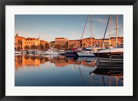 Framed Corsica, France Marina at Sunset Print