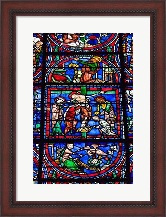 Framed Stained Glass Window in Chartres Cathedral Print