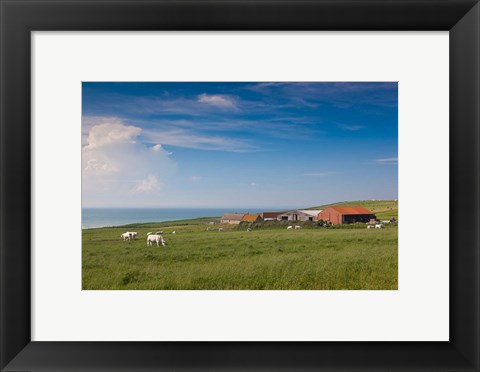 Framed Farm by Cap Blanc Nez, Escalles Print