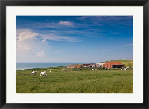 Framed Farm by Cap Blanc Nez, Escalles Print