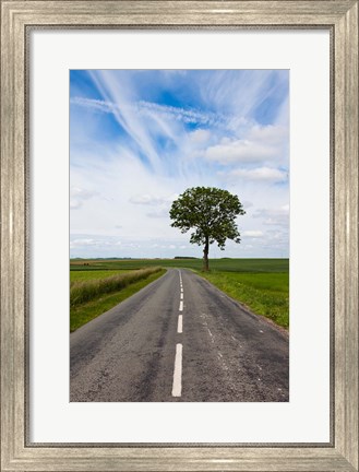Framed Road through the countryside, Beaumont, Somme, Picardy, France Print