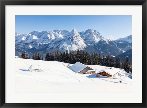 Framed Mieminger Mountains in Winter Print