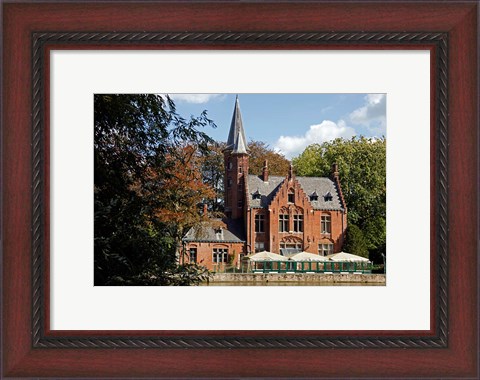 Framed Brick Church On Minnewater Lake Print