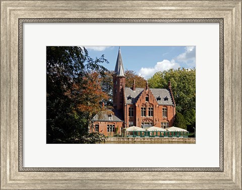Framed Brick Church On Minnewater Lake Print