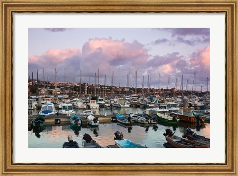 Framed Yacht Harbor, St-Pierre Print