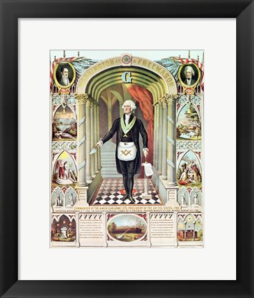 Framed George Washington as a Freemason Print