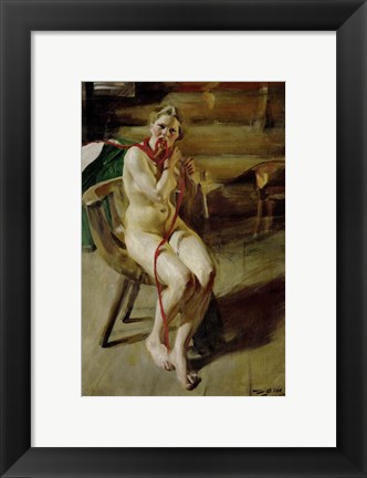 Framed Nude Braiding Her Hair, 1907 Print