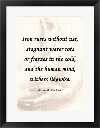 Framed Iron Rusts Without Use -Da Vinci Quote Print