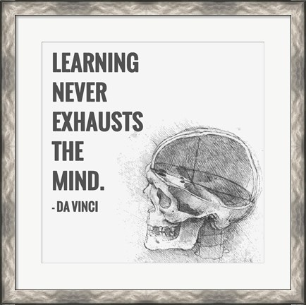 Framed Learning Never Exhausts the Mind -Da Vinci Quote Print