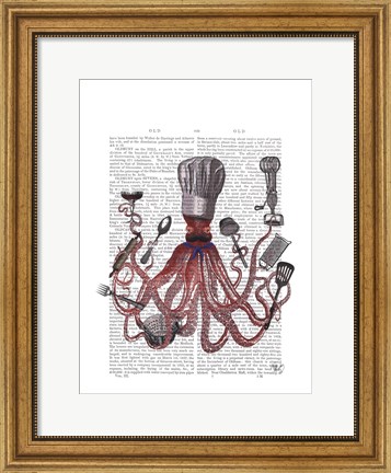 Framed Octopus Fabulous French Chef Print
