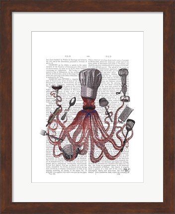 Framed Octopus Fabulous French Chef Print