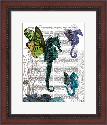 Framed Seahorse Trio With Wings Print