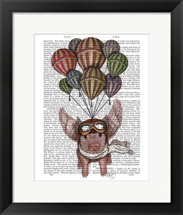 Framed Pig And Balloons Print