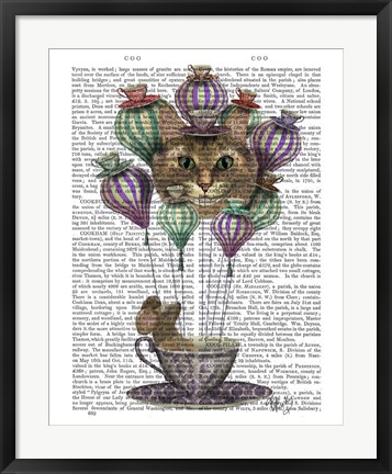 Framed Cheshire Cat Hot Air Balloon Print