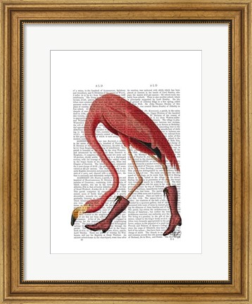 Framed Flamingo in Pink Boots Print
