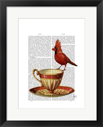 Framed Teacup And Red Cardinal Print