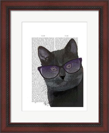 Framed Black Cat with Sunglasses Print