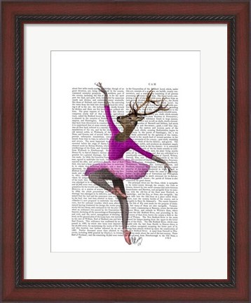 Framed Ballet Deer in Pink I Print