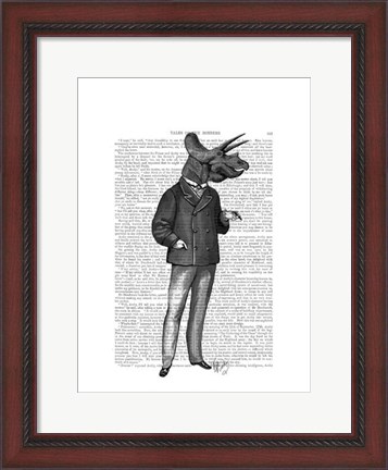 Framed Triceratops Man 1 Dinosaur Print