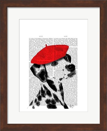 Framed Dalmatian With Red Beret Print