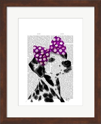 Framed Dalmatian with Purple Bow on Head Print
