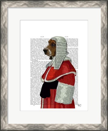 Framed Basset Hound Judge Portrait I Print