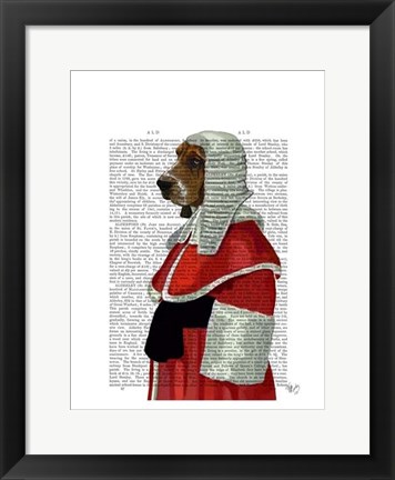 Framed Basset Hound Judge Portrait I Print