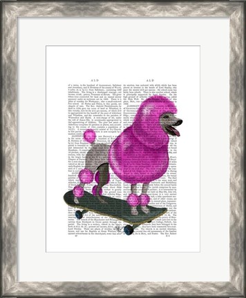 Framed Pink Poodle and Skateboard Print