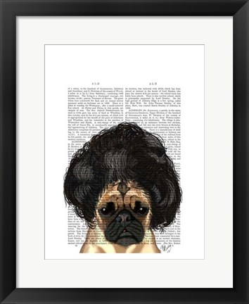 Framed Pug In A Bad Wig Print