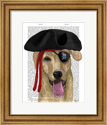 Framed Yellow Labrador Pirate Print