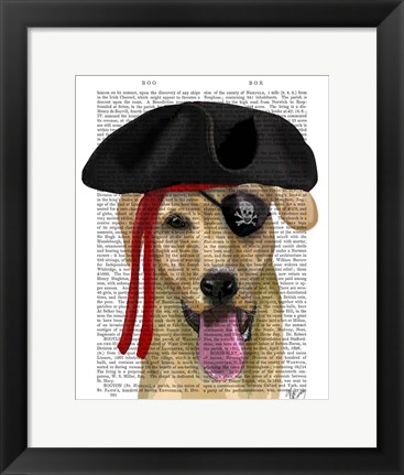 Framed Yellow Labrador Pirate Print
