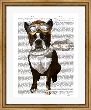 Framed Boston Terrier Flying Ace Print