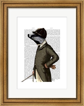 Framed Badger The Rider Portrait Print