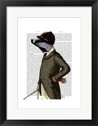 Framed Badger The Rider Portrait Print