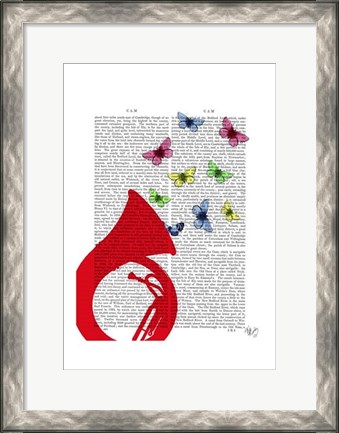 Framed Tuba with Butterflies Print