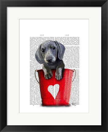 Framed Buckets of Love Dachshund Puppy Print