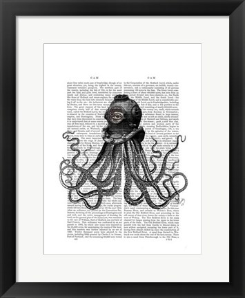 Framed Octopus and Diving Helmet Print