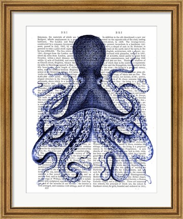 Framed Blue Octopus 3 Print