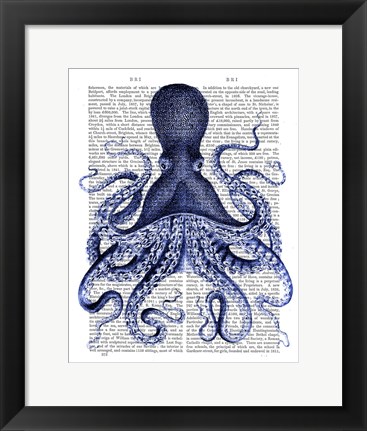 Framed Blue Octopus 3 Print