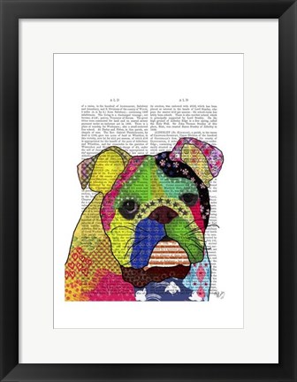 Framed Patchwork Bulldog Print