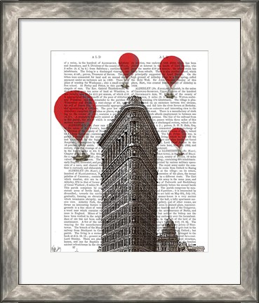 Framed Flat Iron Building and Red Hot Air Balloons Print