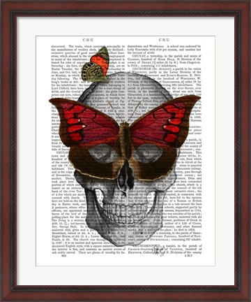 Framed Pink Butterfly Mask Skull Print