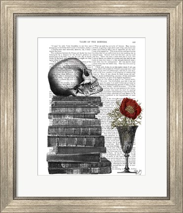 Framed Skull And Books Print