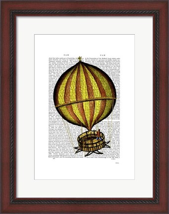 Framed Hot Air Balloon Yellow and Red Print