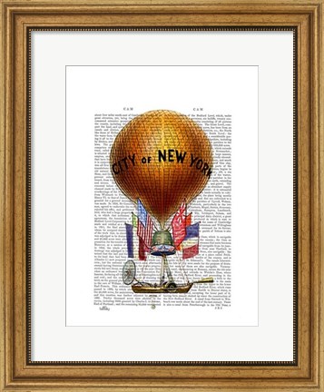 Framed City of New York Hot Air Balloon Print