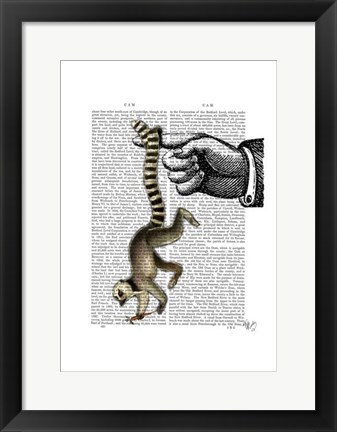 Framed Ring Tailed Lemur on Finger Print