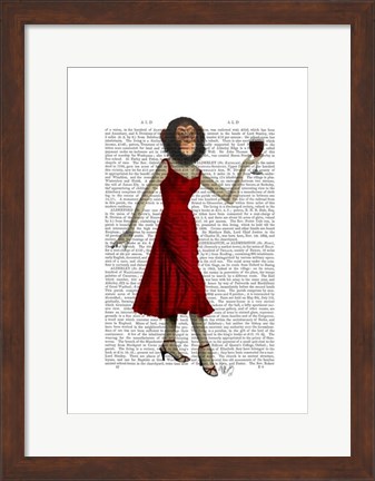 Framed Chimp With Wine Print
