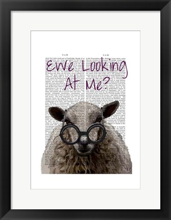 Framed Ewe Looking at Me DeNiro Sheep Print
